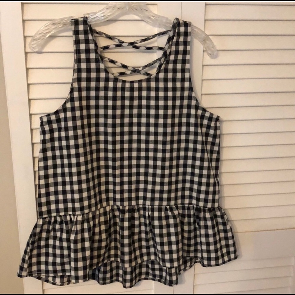 BB Dakota peplum tank with criss cross back